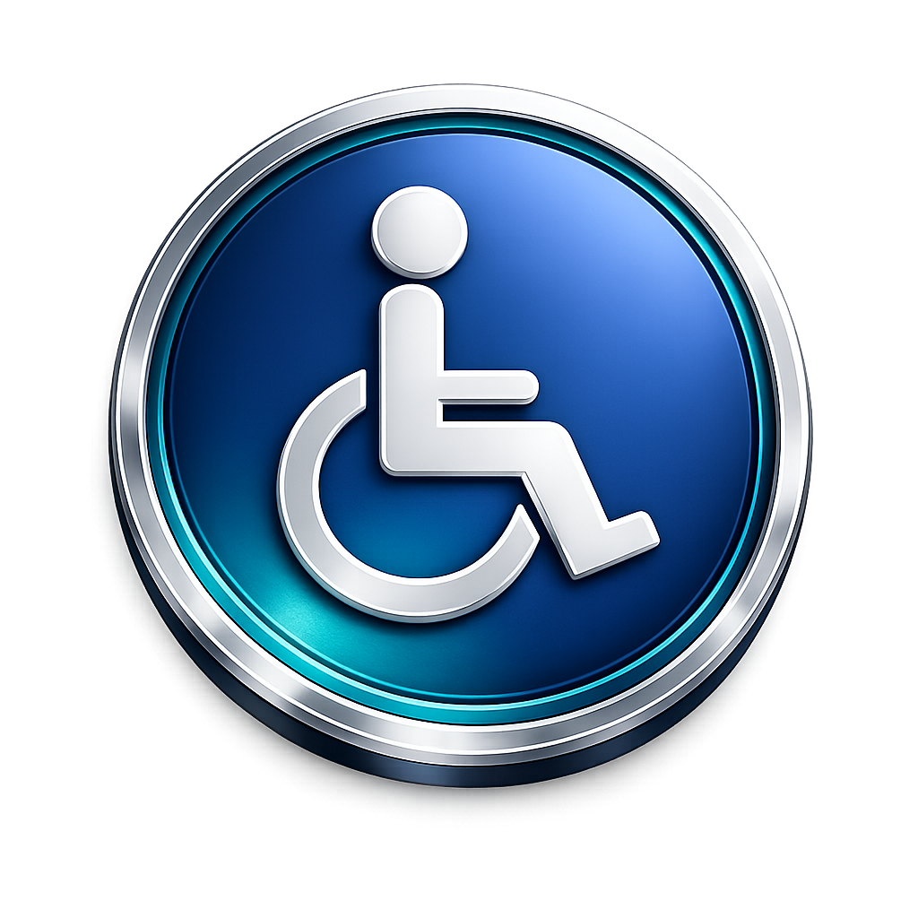 Website accessibility menu icon providing accessibility tools for users with disabilities, including screen reading support, contrast adjustments, text resizing, and keyboard navigation.