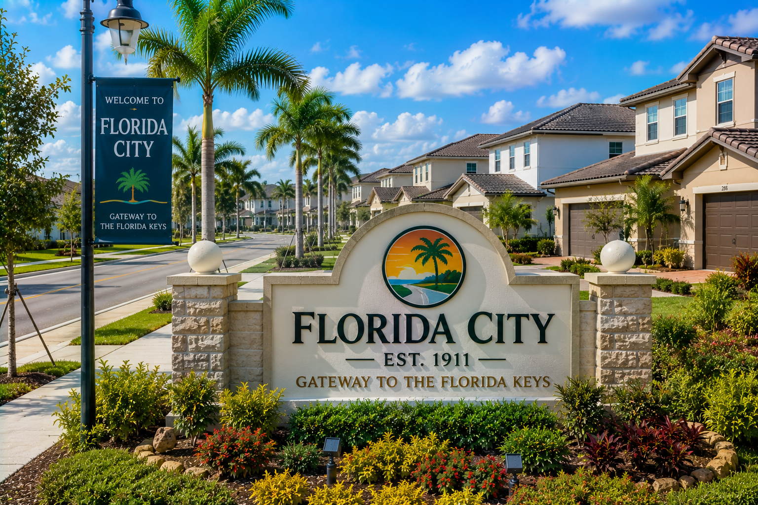 Florida City Miami residential real estate, new construction homes, suburban communities, and South Miami-Dade living during daytime