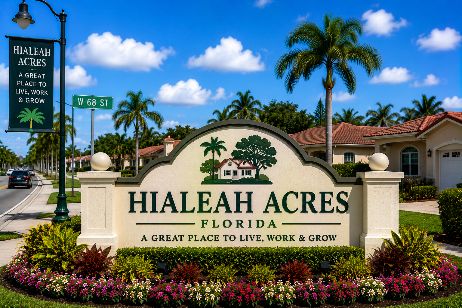 Hialeah Acres Miami residential real estate, single-family homes, and suburban community living during daytime