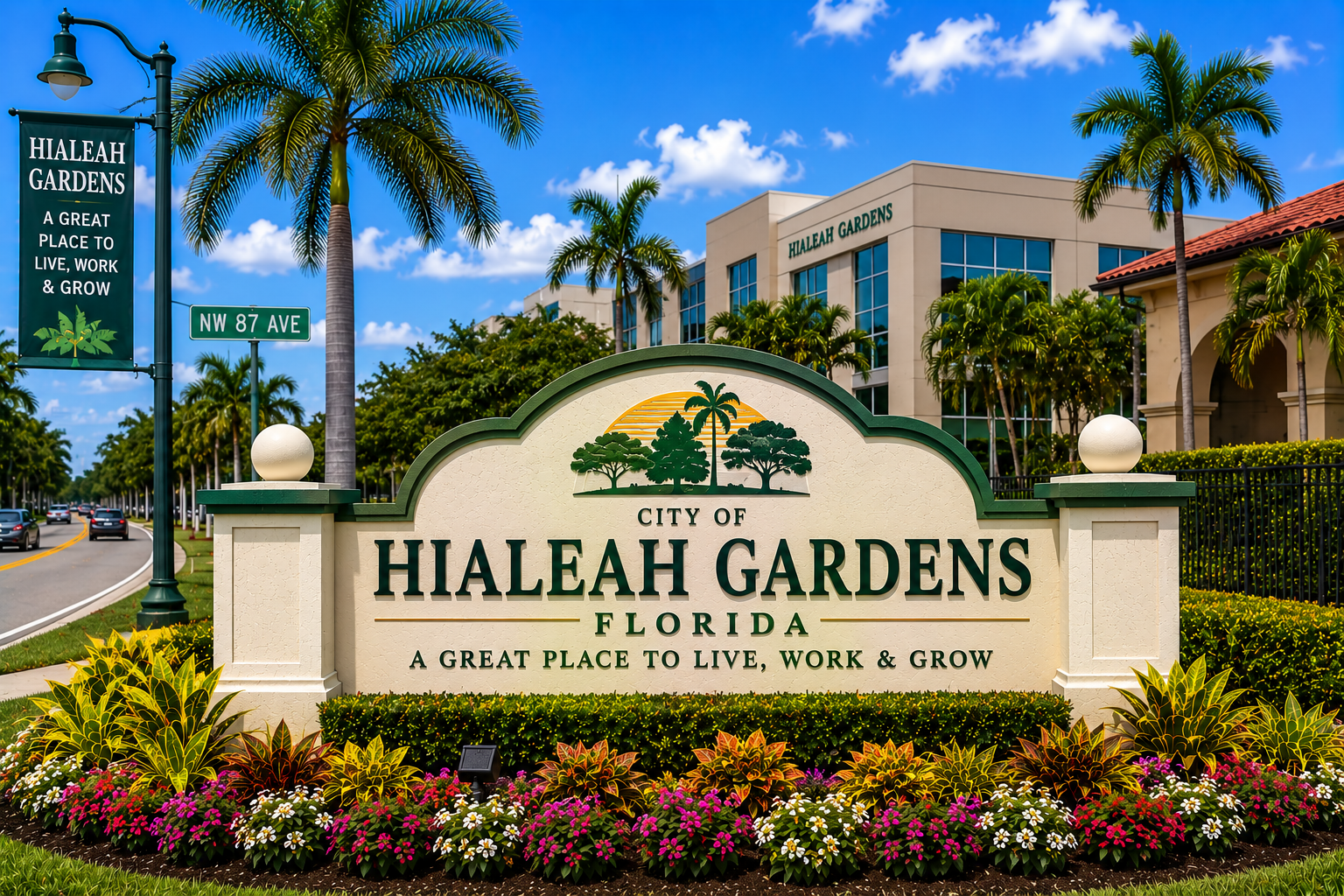 Hialeah Gardens Miami residential real estate, homes, apartments, and suburban community living during daytime