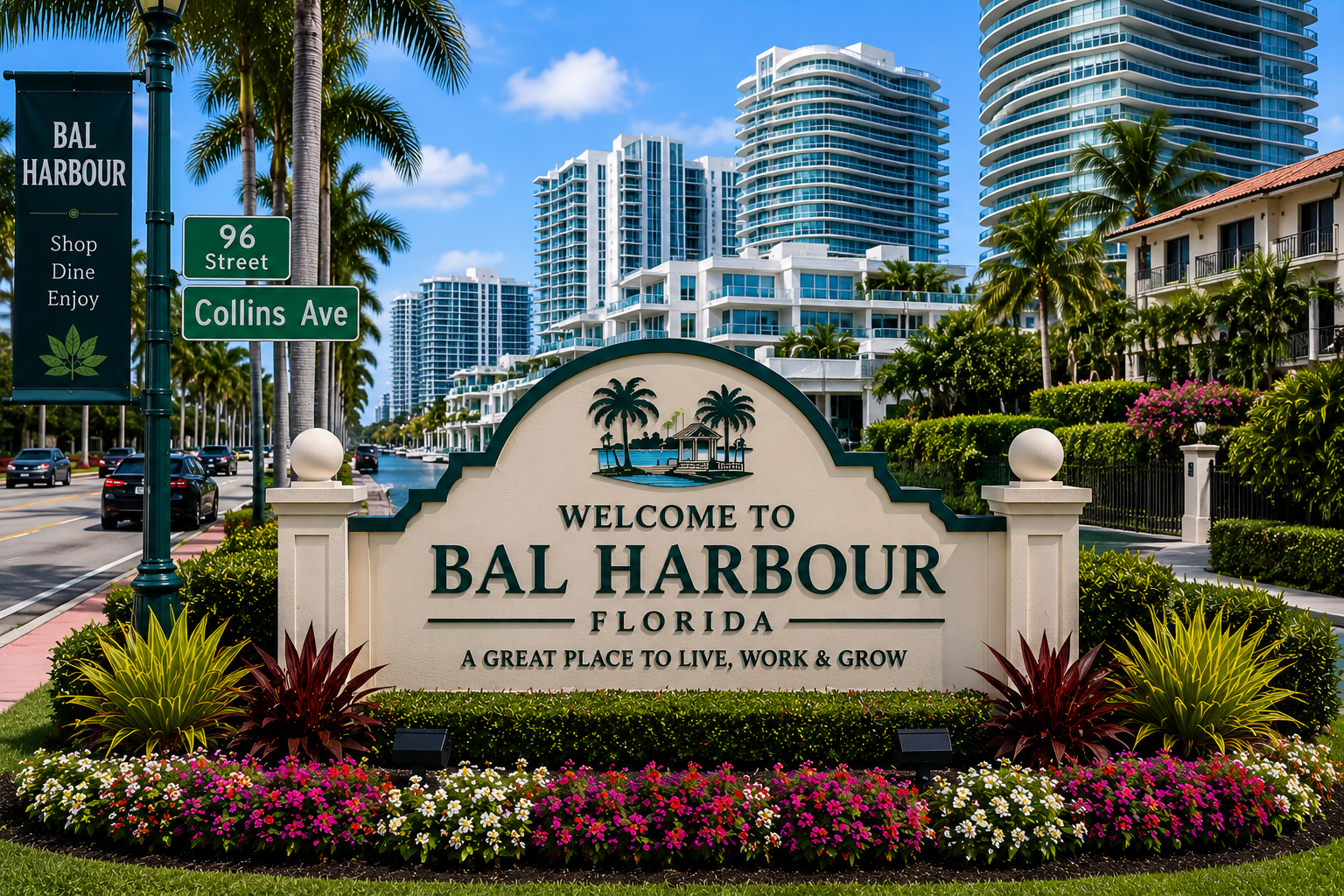 Bal Harbour Miami luxury waterfront real estate, upscale condominiums, high-end residential homes, tropical coastal living, and Miami neighborhood during daytime