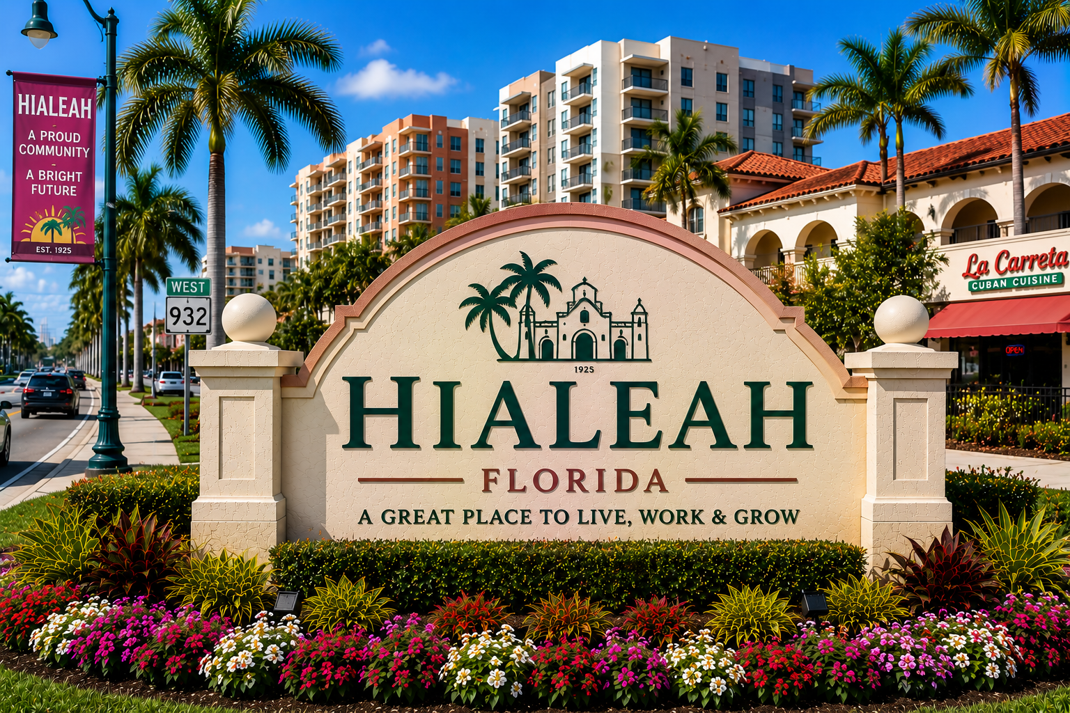 Hialeah Miami residential real estate, homes, apartments, and vibrant urban community living during daytime