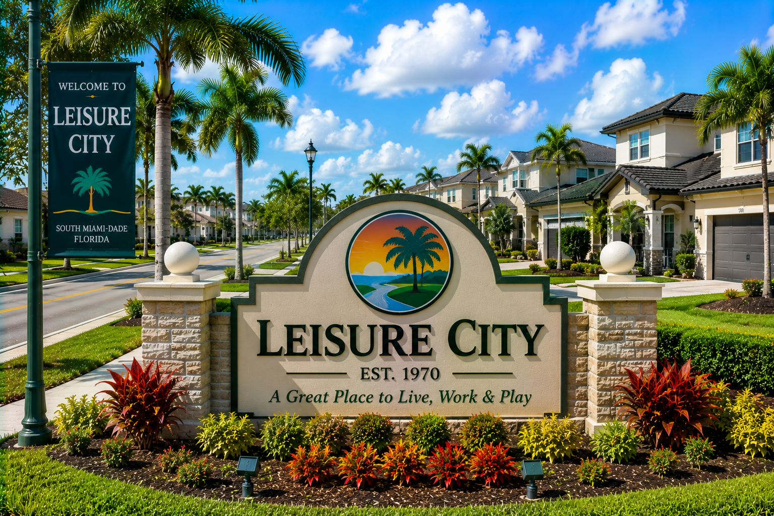 Leisure City Miami residential real estate, homes, suburban community living, and South Miami-Dade neighborhood during daytime