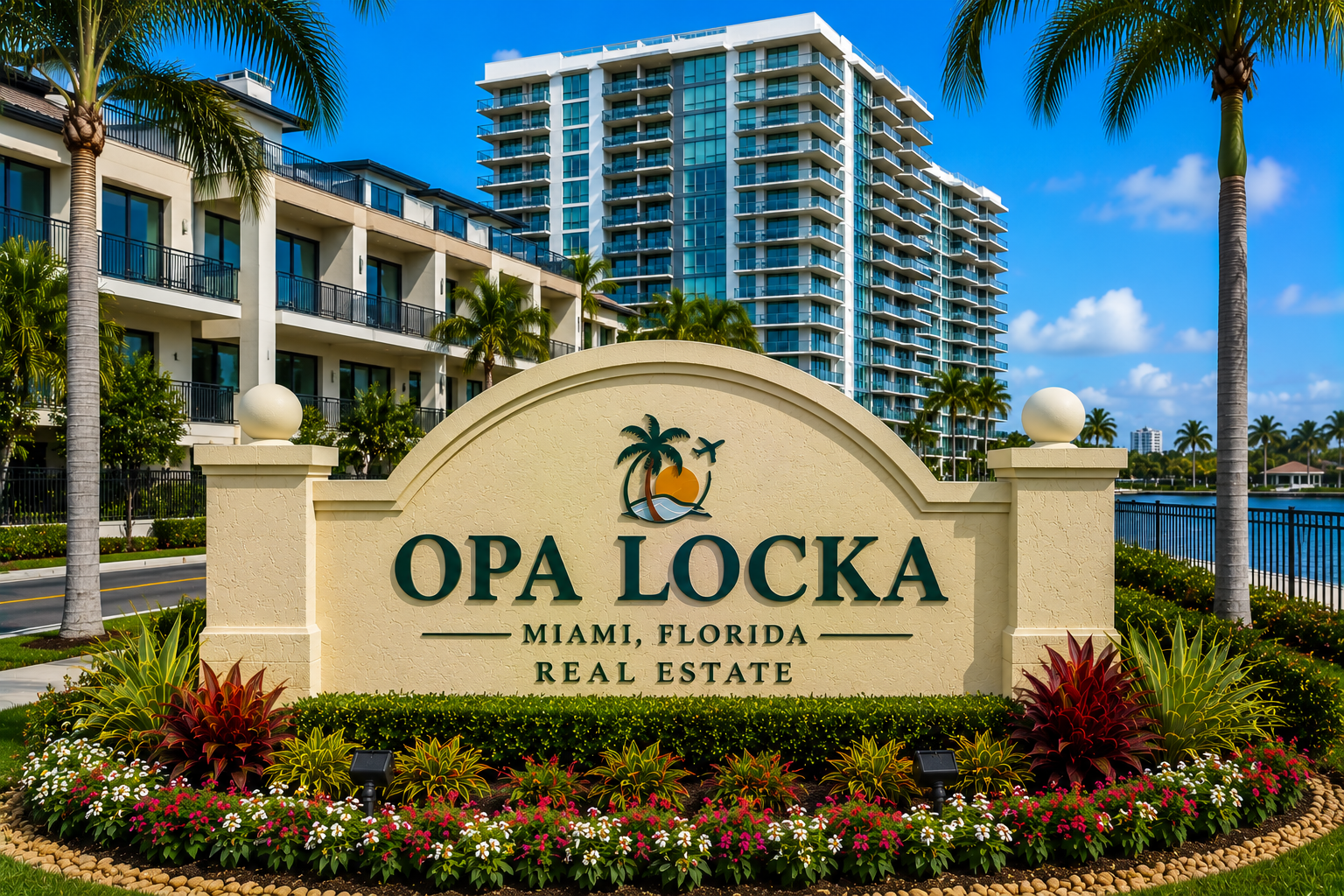 Opa-locka Miami residential real estate, apartment buildings, homes, and urban community living during daytime