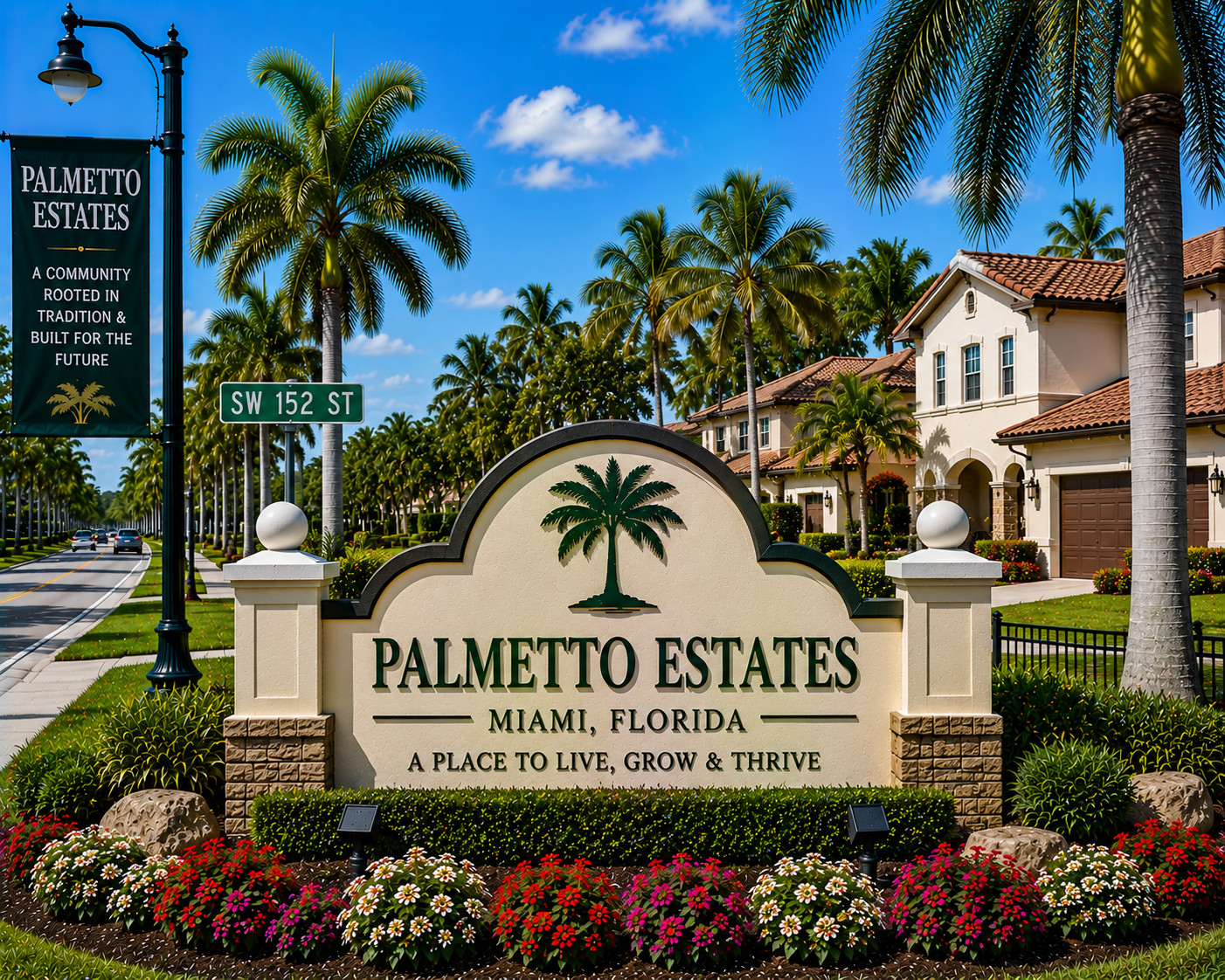 Palmetto Estates Miami residential real estate, homes, luxury estates, and suburban community living during daytime