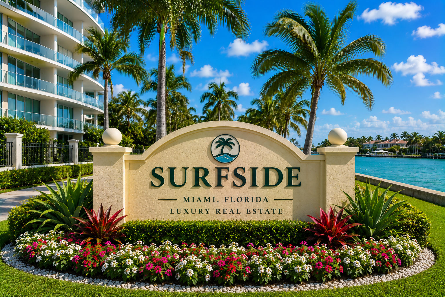 Surfside Miami luxury oceanfront residences, boutique coastal community, and beachfront living during daytime