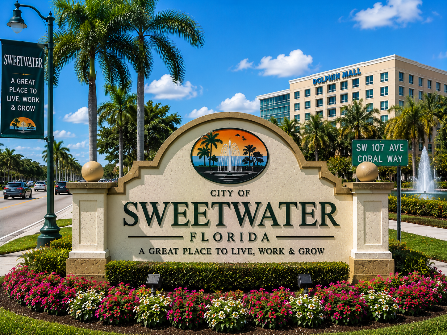 Sweetwater Miami residential real estate, apartments, condos, and centrally located urban living during daytime